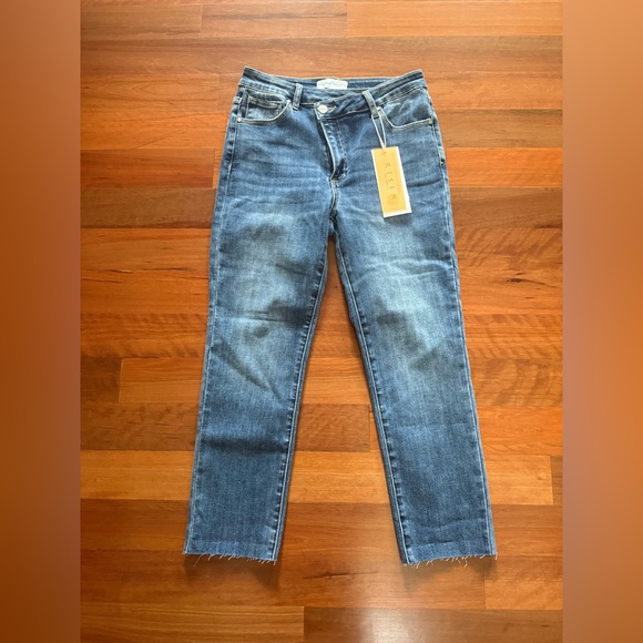 Risen Jeans Denim - Risen high rise crossover loose ankle skinny jean